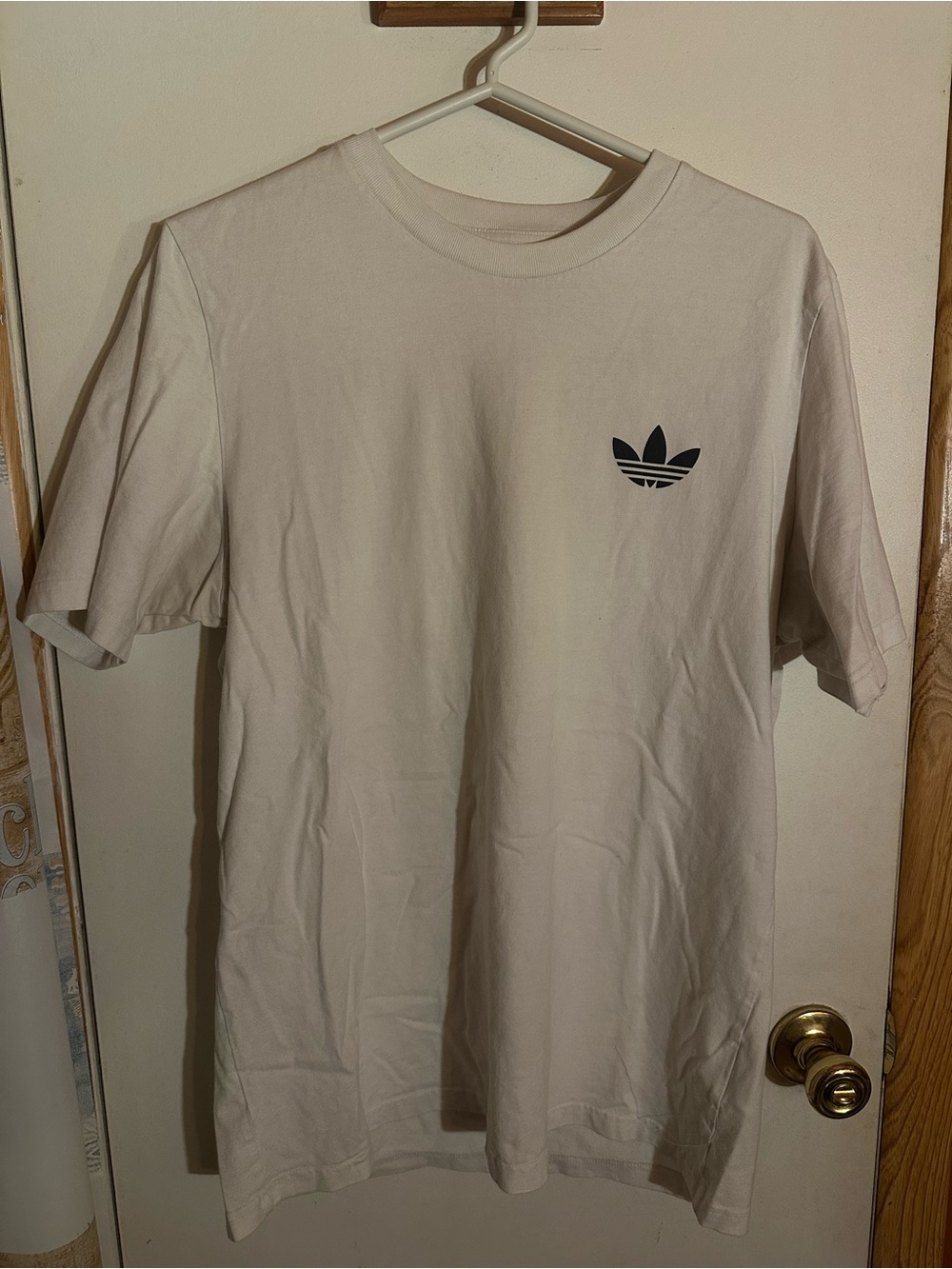 adidas Off-White Short-Sleeve Tee with Small Trefoil Logo